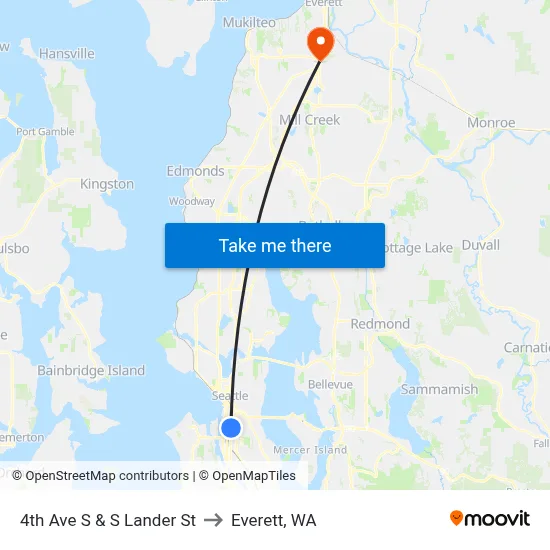 4th Ave S & S Lander St to Everett, WA map