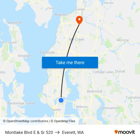 Montlake Blvd E & Sr 520 to Everett, WA map
