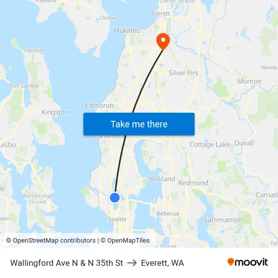 Wallingford Ave N & N 35th St to Everett, WA map