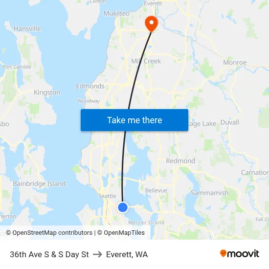 36th Ave S & S Day St to Everett, WA map