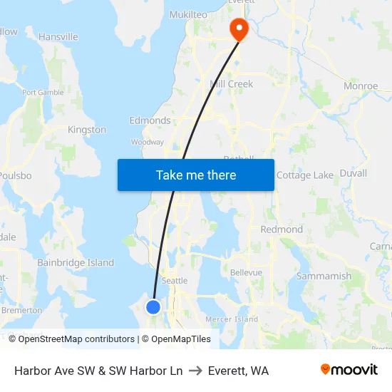 Harbor Ave SW & SW Harbor Ln to Everett, WA map