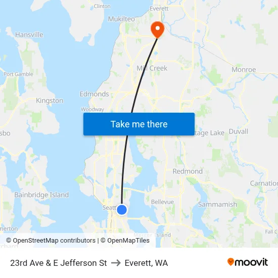 23rd Ave & E Jefferson St to Everett, WA map