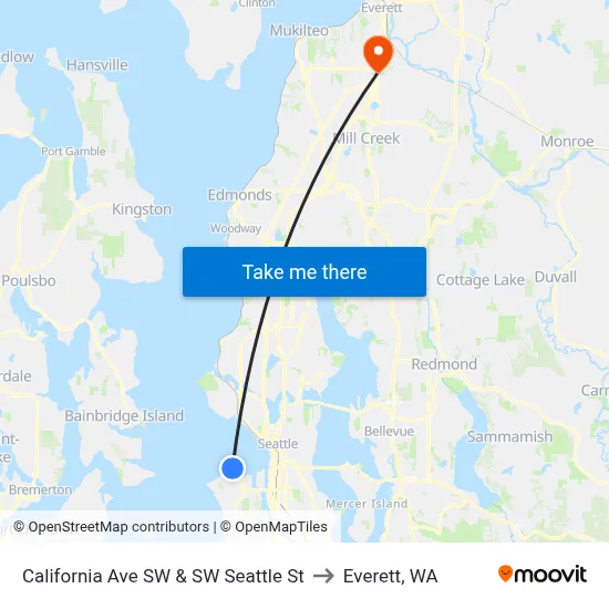 California Ave SW & SW Seattle St to Everett, WA map