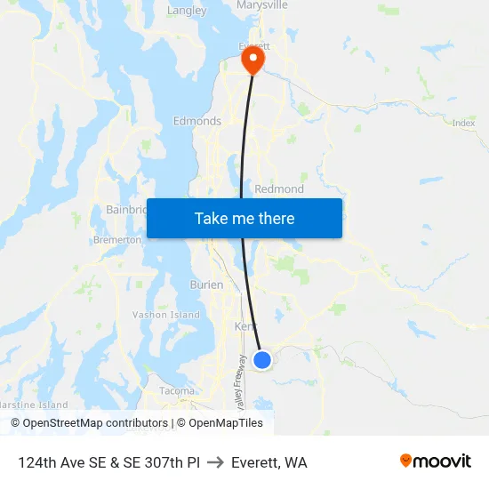 124th Ave SE & SE 307th Pl to Everett, WA map