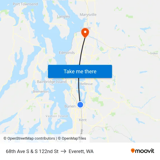 68th Ave S & S 122nd St to Everett, WA map