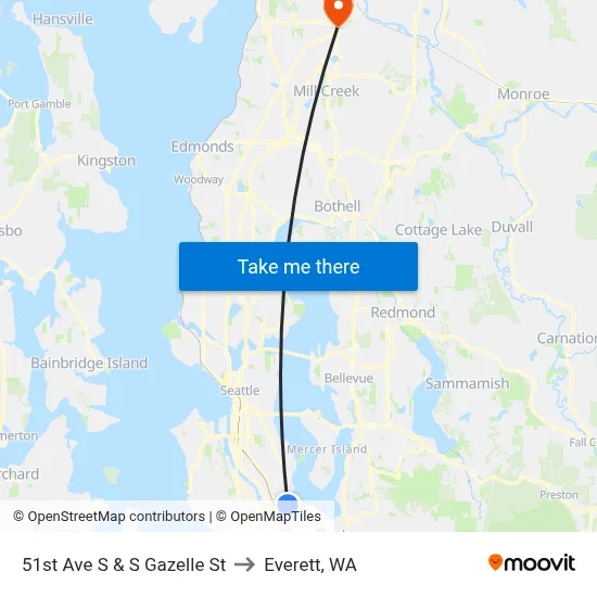 51st Ave S & S Gazelle St to Everett, WA map
