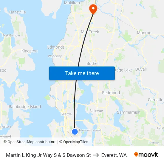 Martin L King Jr Way S & S Dawson St to Everett, WA map
