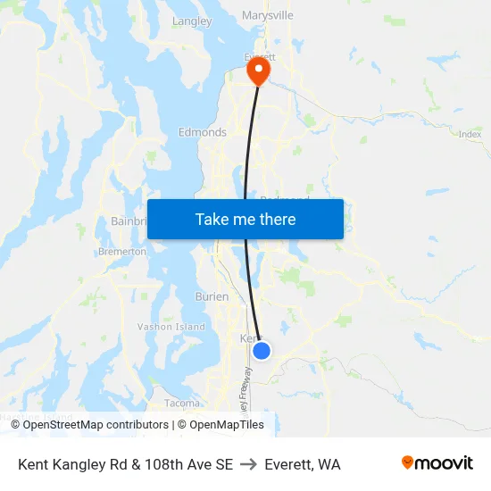 Kent Kangley Rd & 108th Ave SE to Everett, WA map