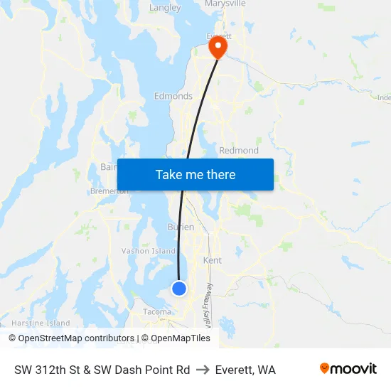 SW 312th St & SW Dash Point Rd to Everett, WA map