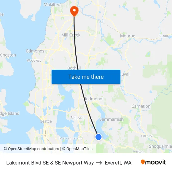 Lakemont Blvd SE & SE Newport Way to Everett, WA map
