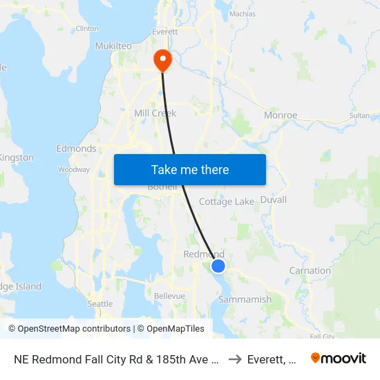 NE Redmond Fall City Rd & 185th Ave NE to Everett, WA map