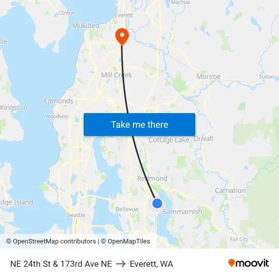NE 24th St & 173rd Ave NE to Everett, WA map