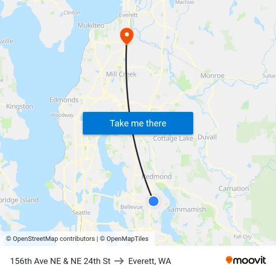 156th Ave NE & NE 24th St to Everett, WA map
