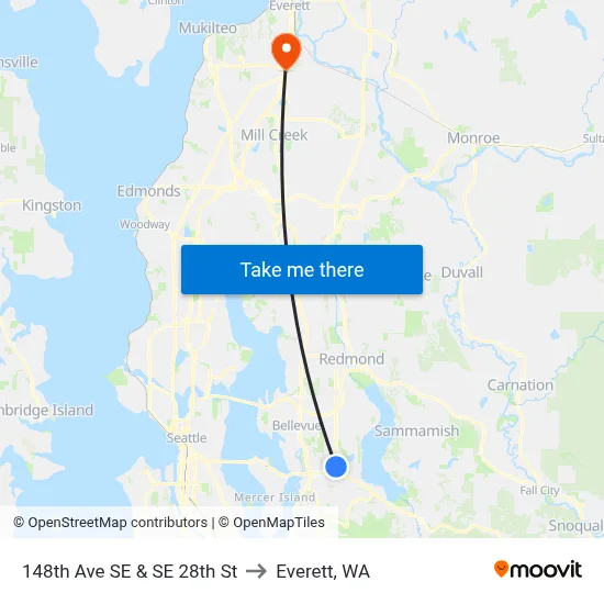 148th Ave SE & SE 28th St to Everett, WA map
