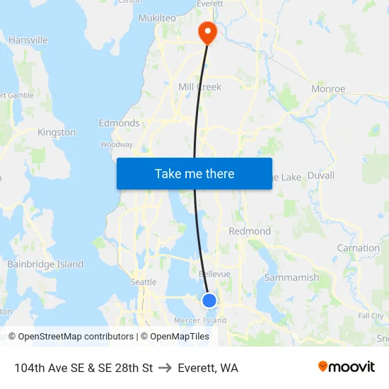 104th Ave SE & SE 28th St to Everett, WA map