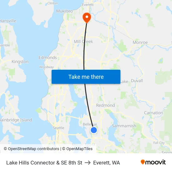 Lake Hills Connector & SE 8th St to Everett, WA map