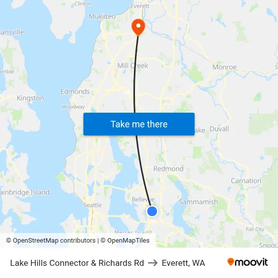 Lake Hills Connector & Richards Rd to Everett, WA map