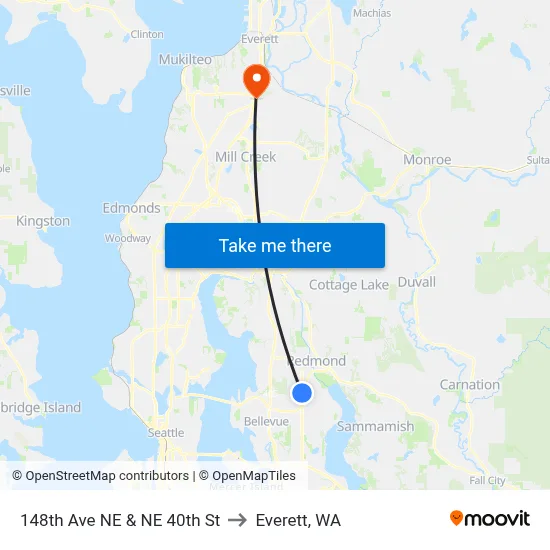 148th Ave NE & NE 40th St to Everett, WA map