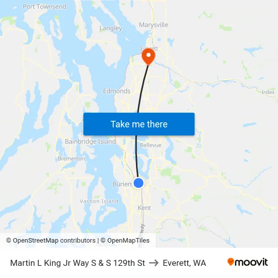 Martin L King Jr Way S & S 129th St to Everett, WA map