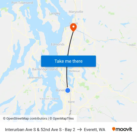 Interurban Ave S & 52nd Ave S - Bay 2 to Everett, WA map