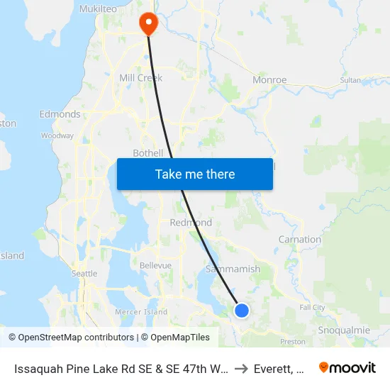 Issaquah Pine Lake Rd SE & SE 47th Way to Everett, WA map