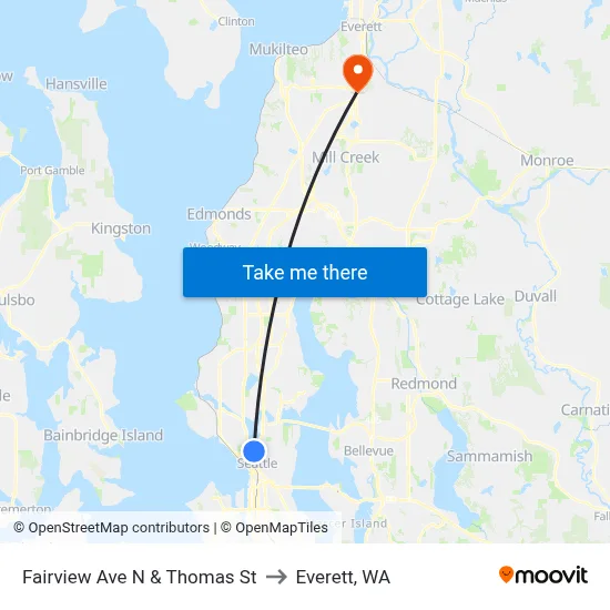 Fairview Ave N & Thomas St to Everett, WA map