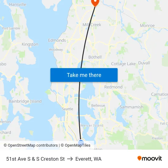 51st Ave S & S Creston St to Everett, WA map