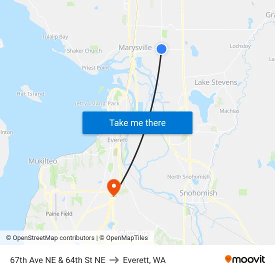 67th Ave NE & 64th St NE to Everett, WA map