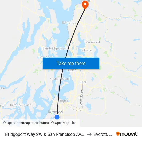 Bridgeport Way SW & San Francisco Ave SW to Everett, WA map