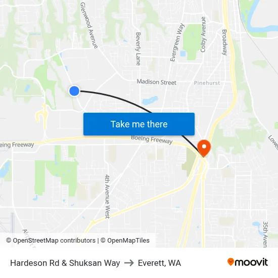 Hardeson Rd & Shuksan Way to Everett, WA map