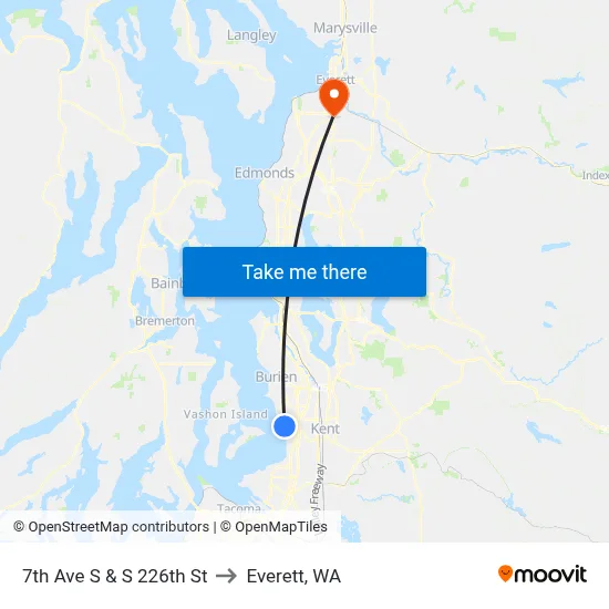 7th Ave S & S 226th St to Everett, WA map