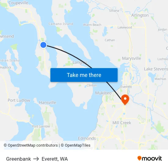 Greenbank to Everett, WA map