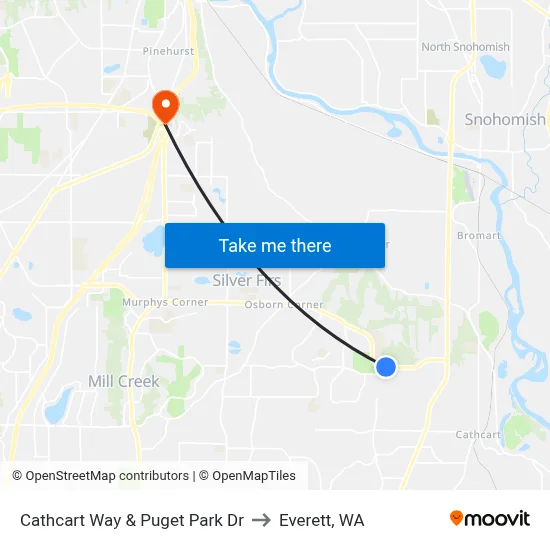 Cathcart Way & Puget Park Dr to Everett, WA map