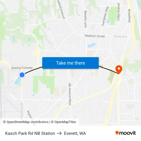Kasch Park Rd NB Station to Everett, WA map
