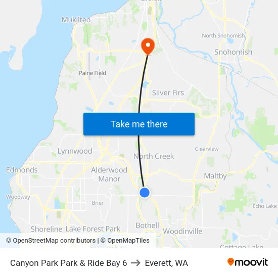Canyon Park Park & Ride Bay 6 to Everett, WA map