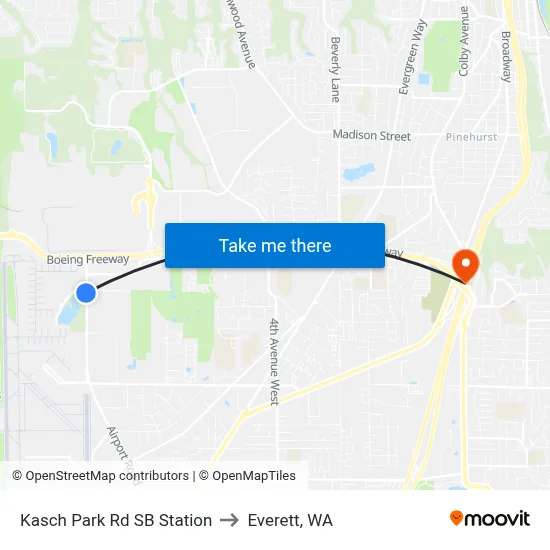 Kasch Park Rd SB Station to Everett, WA map