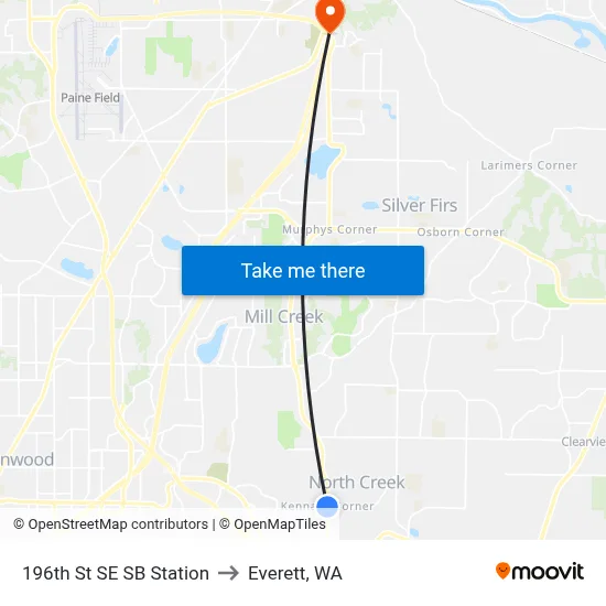 196th St SE SB Station to Everett, WA map