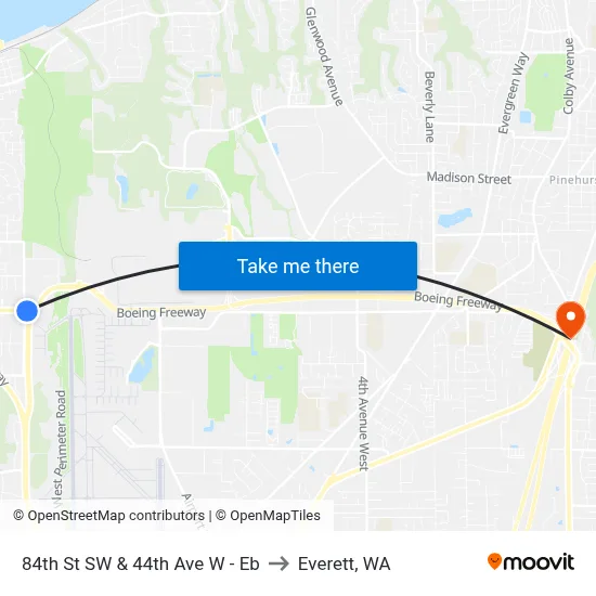 84th St SW & 44th Ave W - Eb to Everett, WA map