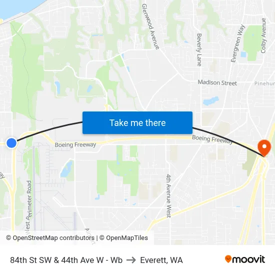 84th St SW & 44th Ave W - Wb to Everett, WA map
