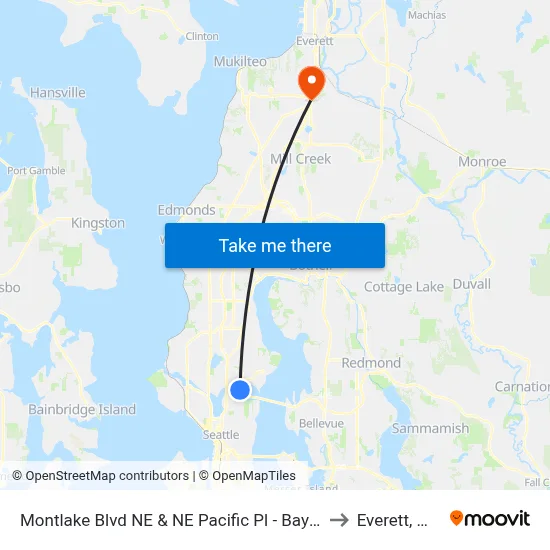 Montlake Blvd NE & NE Pacific Pl - Bay 3 to Everett, WA map