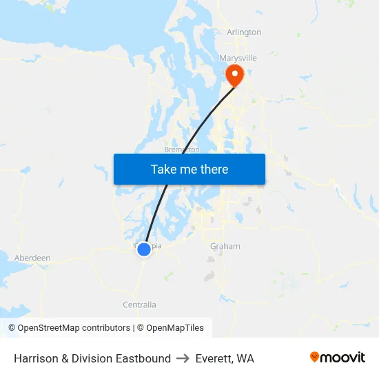 Harrison & Division Eastbound to Everett, WA map