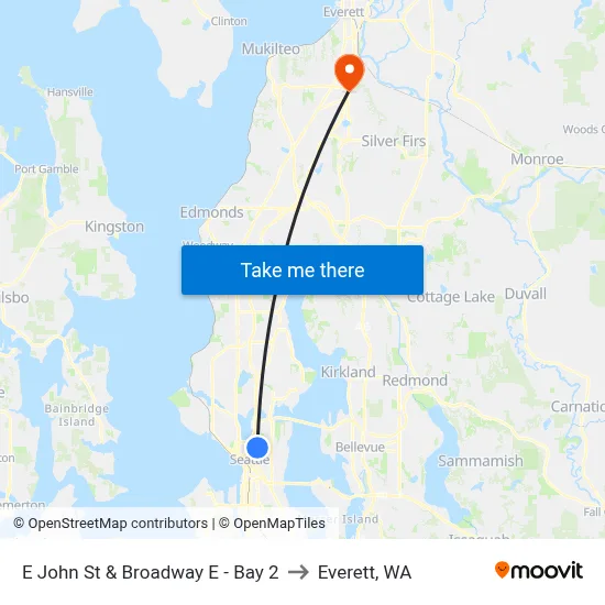 E John St & Broadway E - Bay 2 to Everett, WA map