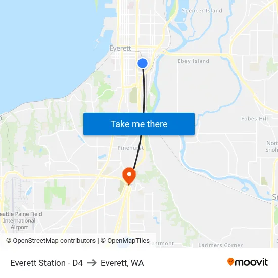 Everett Station - D4 to Everett, WA map