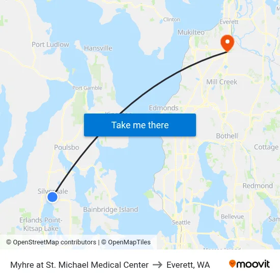 Myhre at St. Michael Medical Center to Everett, WA map