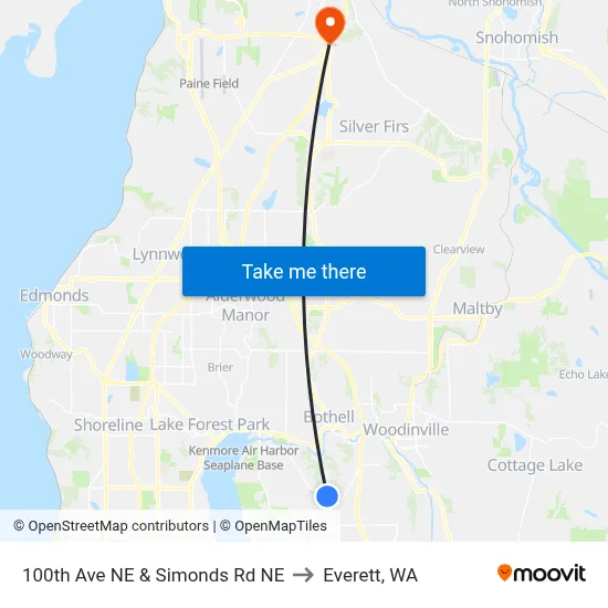 100th Ave NE & Simonds Rd NE to Everett, WA map