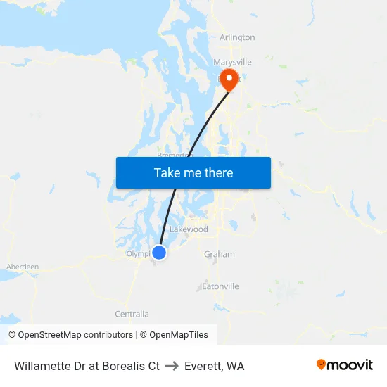 Willamette Dr at Borealis Ct to Everett, WA map