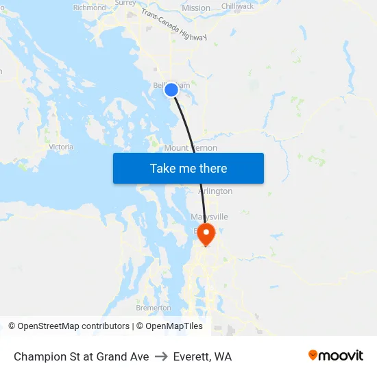 Champion St at Grand Ave to Everett, WA map