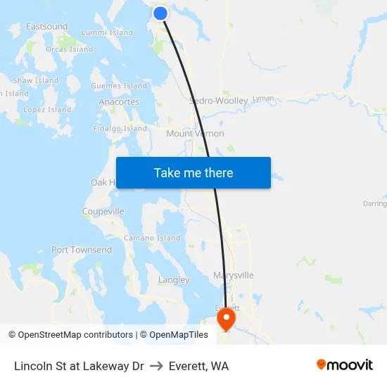 Lincoln St at Lakeway Dr to Everett, WA map