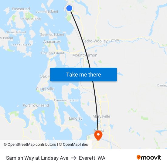 Samish Way at Lindsay Ave to Everett, WA map