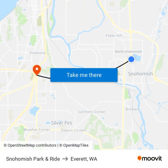 Snohomish Park & Ride to Everett, WA map